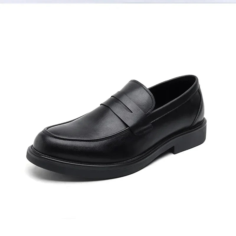 British Style Men's Slip-On Loafers Casual Commuter Shoes Summer Rubber Sole Microfiber Leather Upper Adult Formal Footwear
