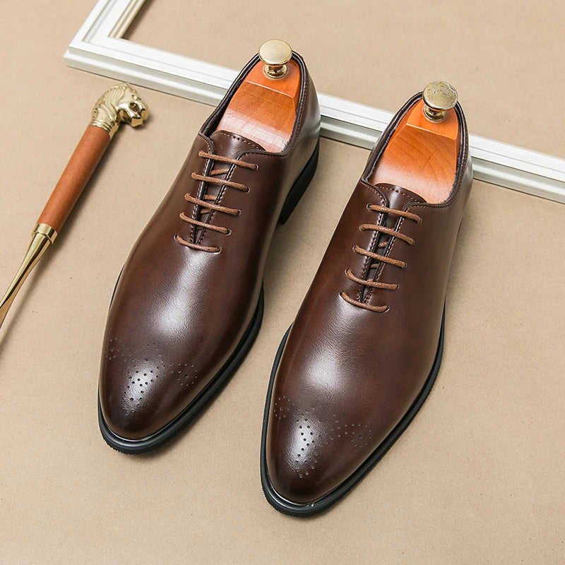 Men's Genuine Leather Dress Shoes Classic Oxford Soft Comfortable Lining Non-Slip Rubber Sole Business Office Formal Occasions