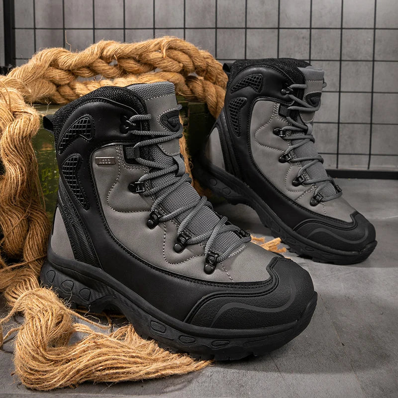 Men's Waterproof Leather Desert Boots Non-Slip Lightweight Work Safty Shoes Breathable Non-Slip Hunting Hiking Work Boots Men