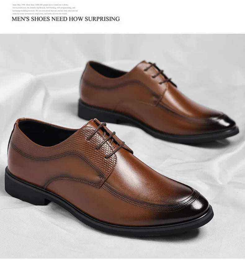 Spring Summer Hallow Dress Shoes for Men Solid Color Fashion Business Casual Shoes Male British Lace Designer Leather Shoe Man