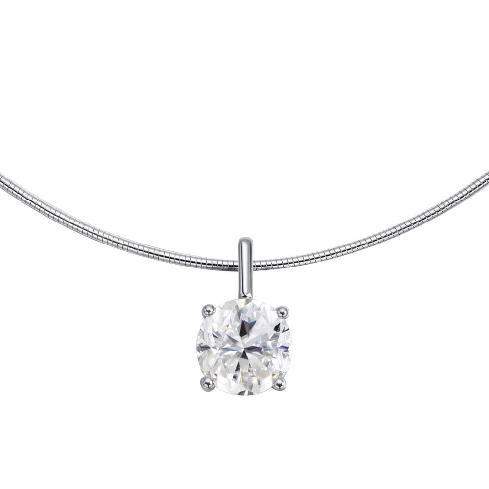 Round Brilliant Cut 2/3/4ct Solitaire Moissanite Pendant Necklaces Women s925 1.5mm Solid Choker Big Diamond Neck Chain