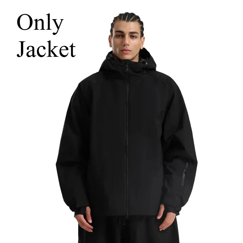 SNOW Winter Ski Jacket Men Waterproof Insulated Snow Tops Super Loose Snowboard Clothes Breathable Windproof Skiing Hoodies