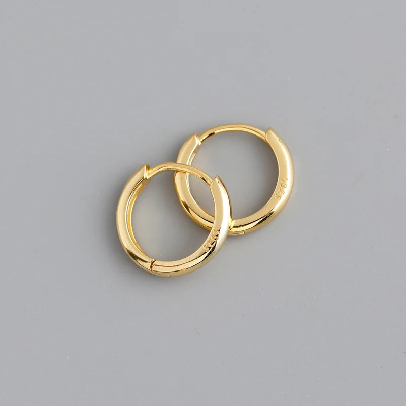 Real 925 Sterling Silver Minimalist Bohemian Round Ear Buckle for Women Punk Unisex Rock Hoop Earring Jewelry Accessories