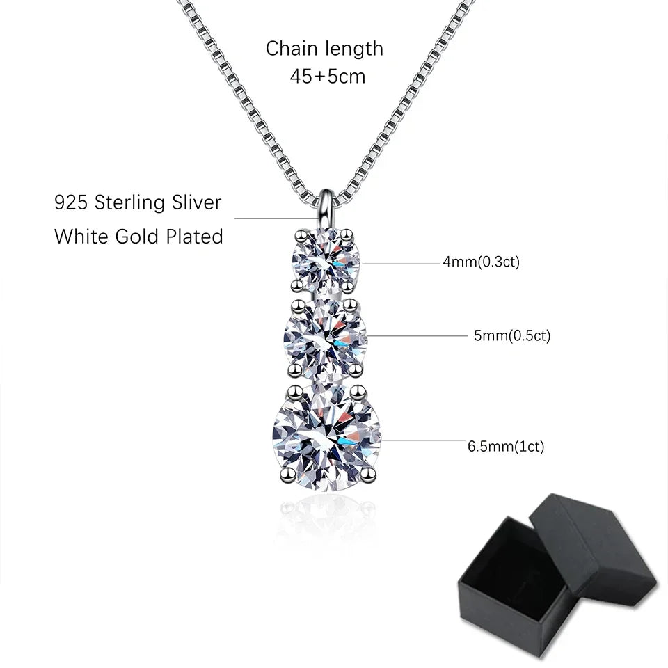 D VVS1 Moissanite Pendant Necklace for Woman 925 Sterling Silver Plated 18k White Gold Wedding Necklace with GRA Fine Jewelry