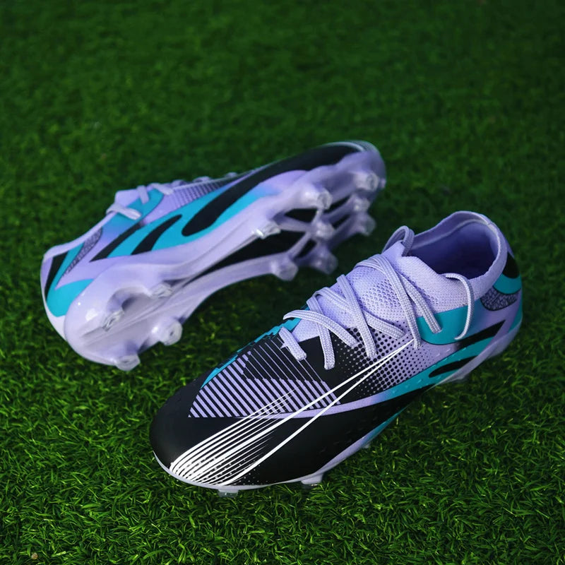 Professional Long Spikes Football Field Cleats Men Women Trend Pink Soccer Shoes Society Man Trainers Futsal Sneakers Size 33-46