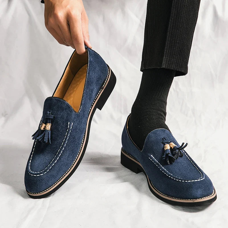 Korean Version Tassel Loafers Men Large Size 37-47 Green  Suede Leather Shoes For Men Fashion Flat Social Shoe Man Driving Shoes
