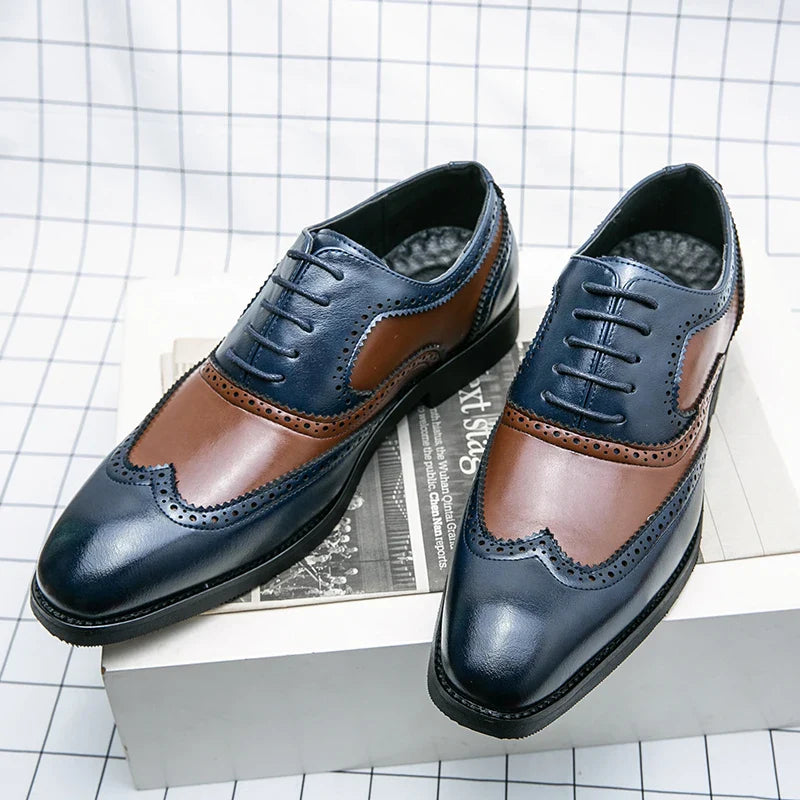 Italy High Quality Pointed Fashion Oxford Shoes Lace Up Men's Shoes Pointed Style Luxury Moccasin Casual Luxury Leather Shoes
