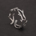 925 Sterling Silver Gothic Thorn Couple Rings for Women Men Punk Retro Cool Spiky Finger Ring Adjustable Hip-hop Y2k Jewelry
