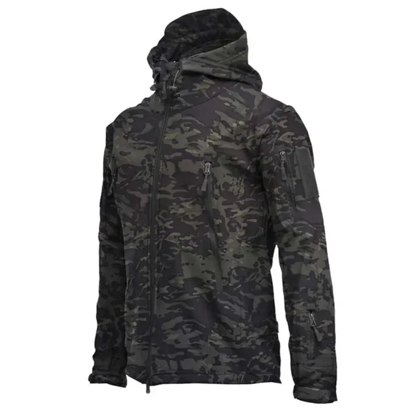 Motorcycle Shark Skin Soft Shell Jackets Men Tactical Windproof Waterproof jacket men Combat Jackets Mens Hooded Bomber Coats