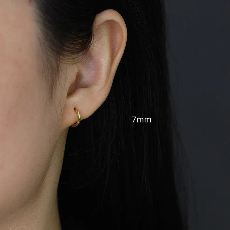 925 Sterling Silver Minimalist Glossy Circle Hoop Earrings for Women Fashion Simple Ear Bone Piercing Jewelry Accessories