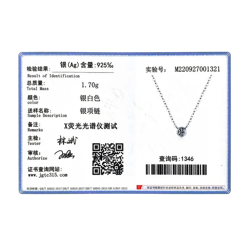 925 Sterling Silver Simple 4mm Zircon Link Chain Pendant Necklace Fine Jewelry Fashion Choker Necklace For Women