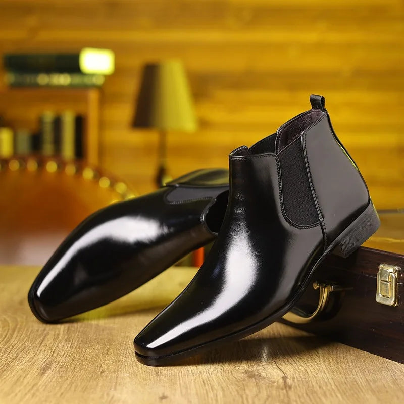 Autumn Winter Leather Chelsea Boots for Men Designer Soft-soled Business Men Dress Shoes Fashion Big Size Ankle Boots Male