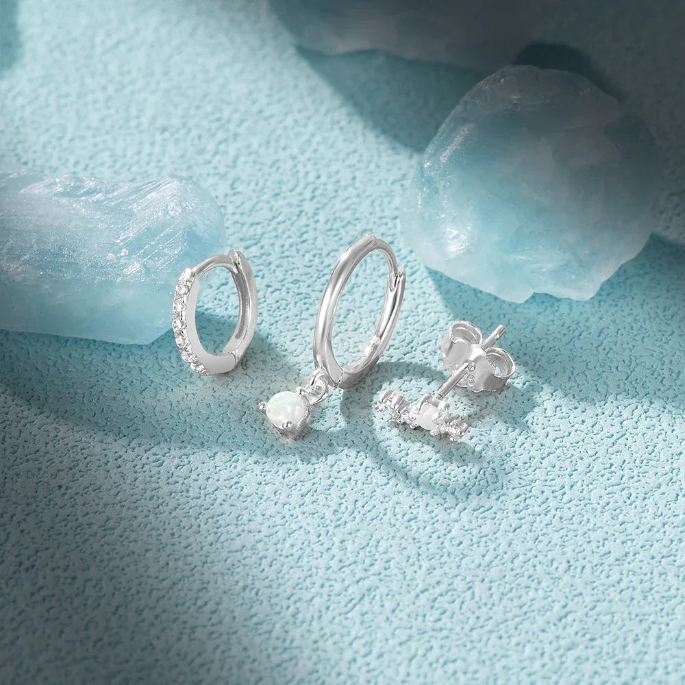 925 Sterling Silver 3PCS DIY Hoop Earring With Piercing Stud Earring Set Women Men Party Wedding Jewelry Set pendientes 925