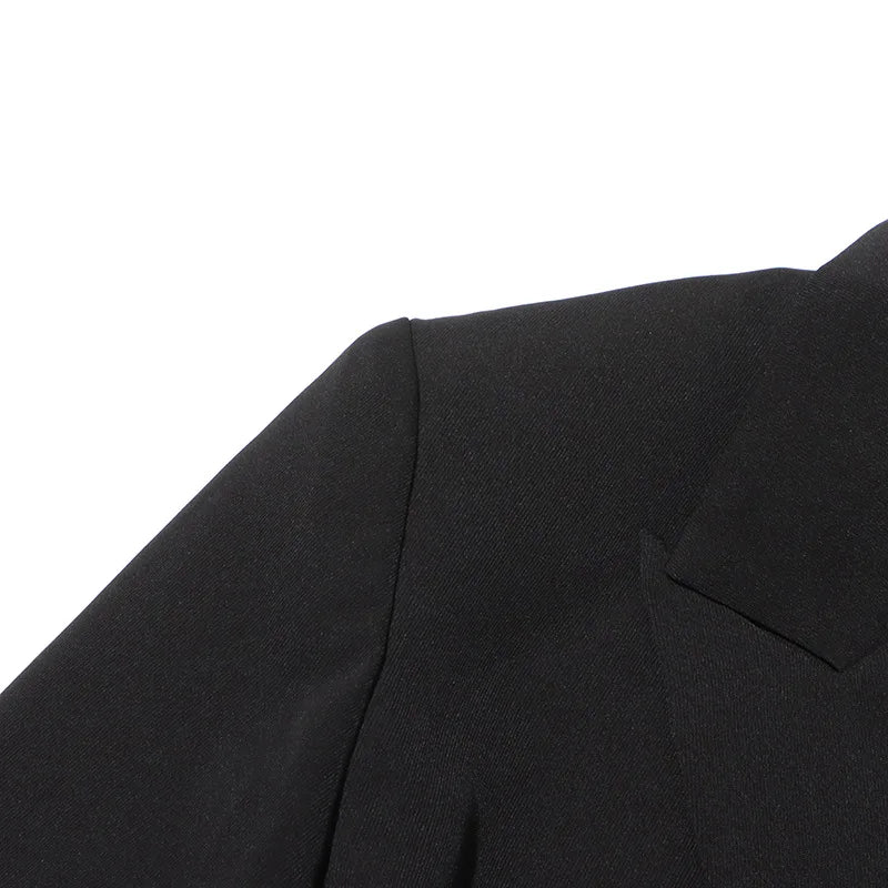 New Arrival Women Back Hollow Out Design Double Breasted Suit Jackets Y2K High Street Streamer Decoration Temperament Coat