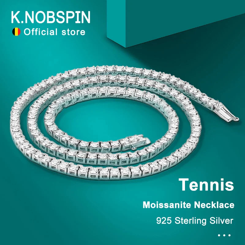 D Color Moissanite Tennis Necklace 925 Sterling Sliver Plated 18k Gold Necklace for Woman Man Hiphop Party Jewelry