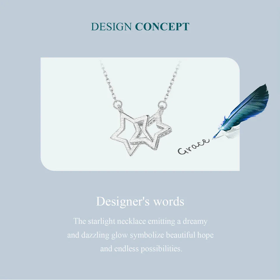 2024 New Solid 925 Sterling Silver Connected Star/Heart/Cat Pendant Necklace for Women Valentine's Day Gift Fine Jewelry