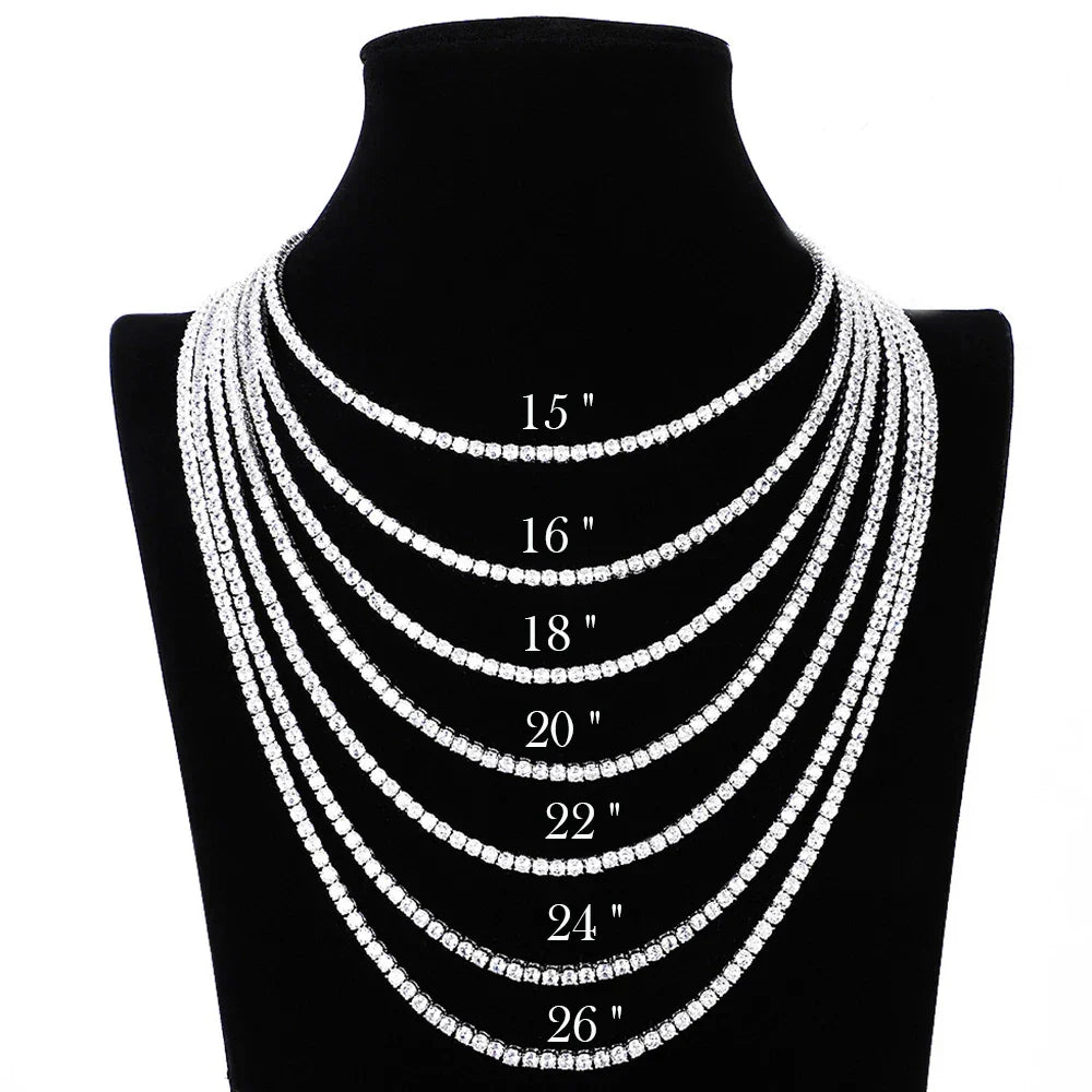 Certified Full Moissanite Tennis Necklaces Bracelets For Women Men 100% S925 Silver 3/4/5/6.5mm Lab Diamond Riviera Necklace