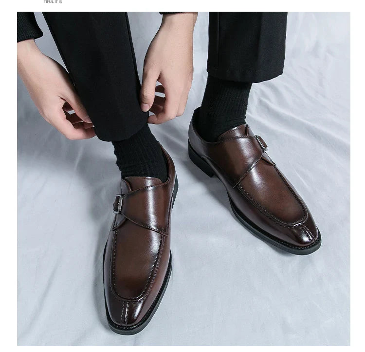 Men's business casual leather shoes cowhide retro round head British leather shoes men's leather big head men's shoes tide