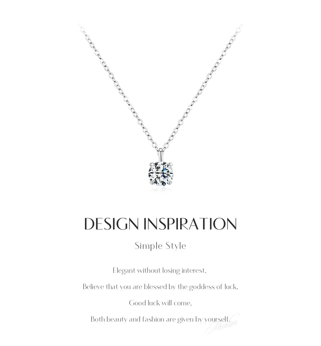 1CT Prong Setting Moissanite Necklace D color VVS1 Lab Diamond Pendant For Women 925 Sterling Silver Wedding Jewelry