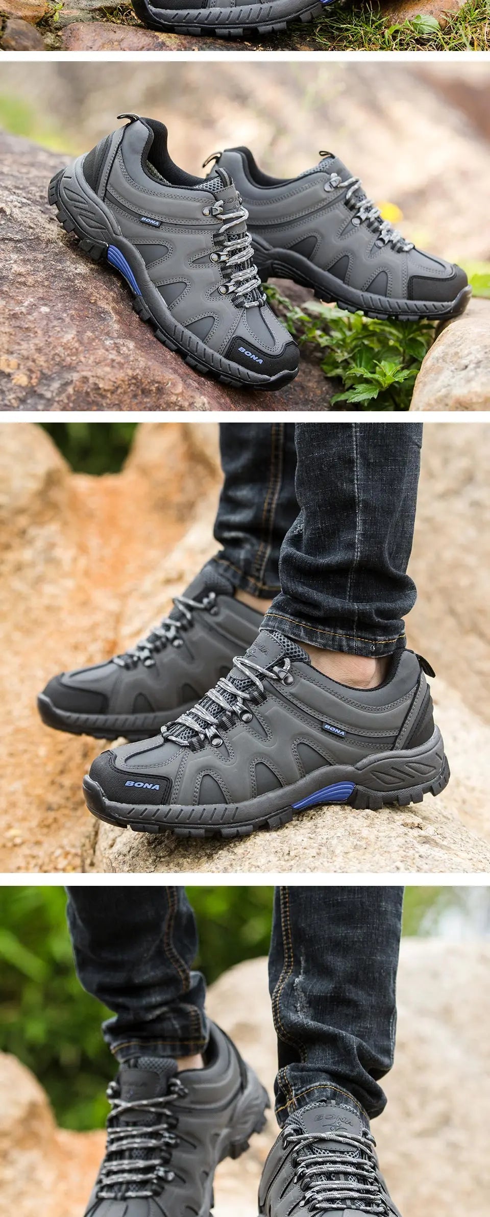 New Arrival Classics Style Men Hiking Shoes Lace Up Men Sport Shoes Outdoor Jogging Trekking Sneakers