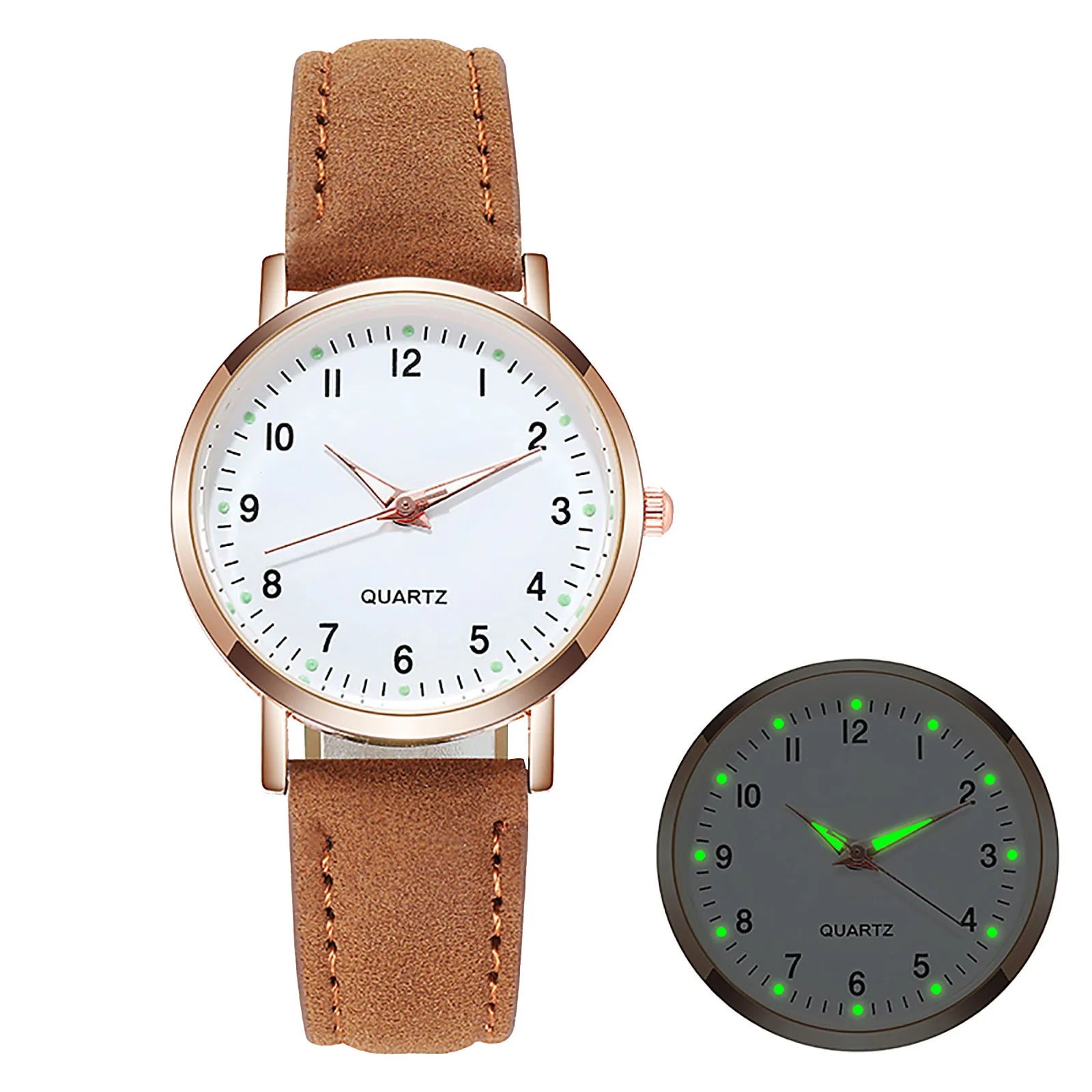 Ladies Diamond-Studded Luminous Retro Female Watch Leather Belt Quartz Watch Women Simplicity Casual Decoration Wristwatches