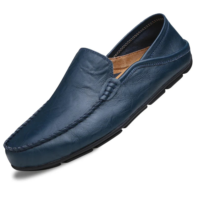 Men Leather Shoes Men Summer Loafers Slip on Business Casual Leather Shoes Classic Soft Moccasins Hombre Breathable Flats Shoes