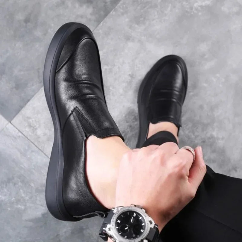 Social Shoe Male Spring Autumn Men's Formal Shoes Casual Business Cowhide 2025 Trend Black Official Cheap Clearance Footwear New