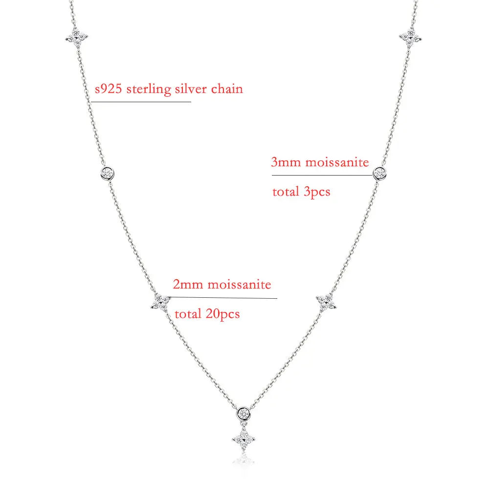 Moissanite Necklaces for Women Four Leaf Clover Diamond Pendant s925 Sterling Silver 18k Dainty Daily Necklace Jewelry