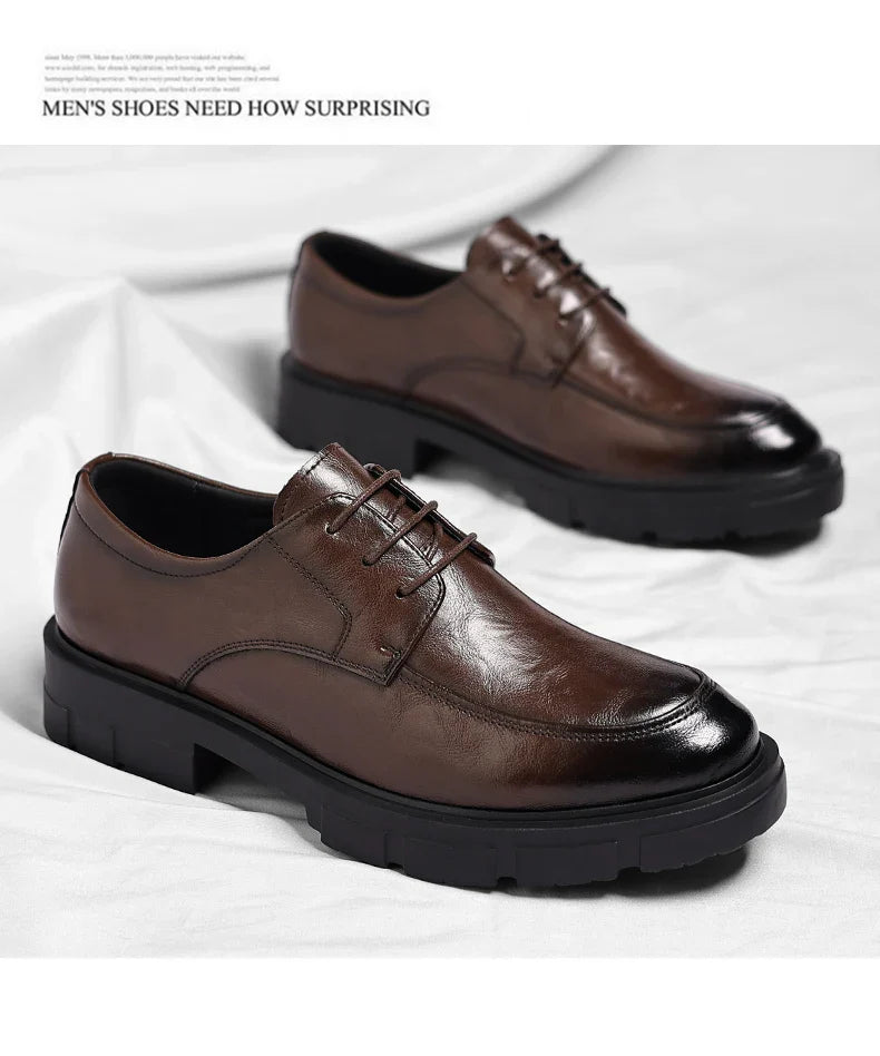 Men Dress Elevator Shoes Platform Breathable Lift Casual Business Luxury Genuine Leather Heightening Shoes5/8/10CM Taller Male