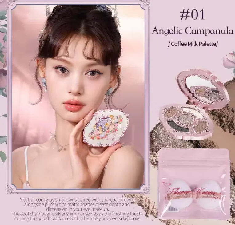 Bunny Garden Collection 6-Color Makeup Eyeshadow Contour Palette Eye Brush Puff Set Eye Glitter Korean Makeup Kit