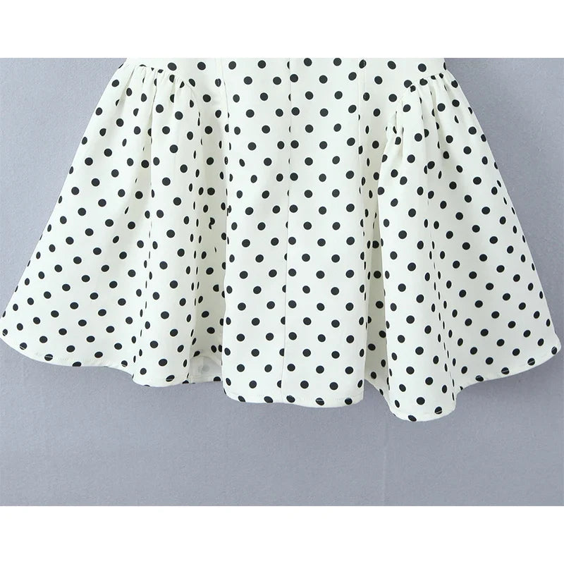 French Style Retro Polka Dot Deep V Halter Dress Women Sexy Backless A-line Slim Sweet Elegant Mini Dresses Summer Robe