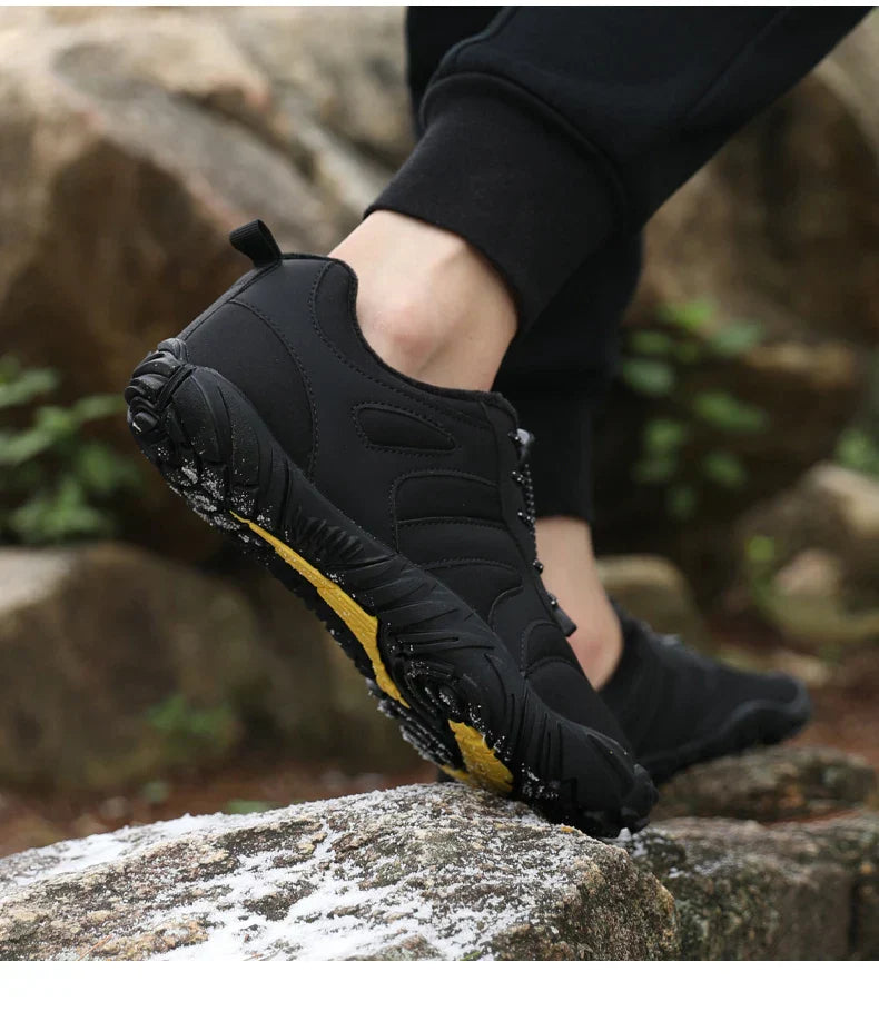 Men's Winter Warm Barefoot Shoes Waterproof Wide Toe Non-Slip Rubber Sole Plush Lined Hiking Shoes Outdoor Sneakers Running Shoe