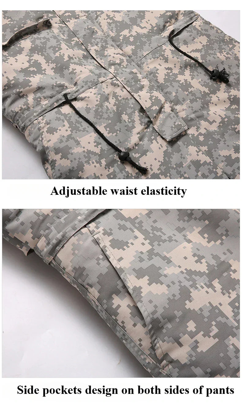 Men Winter Waterproof Thick Cotton Jumpsuit Clothing Outdoor Convenient Sports Camo Jacket Warm Cold Proof Hooded Work Clothes