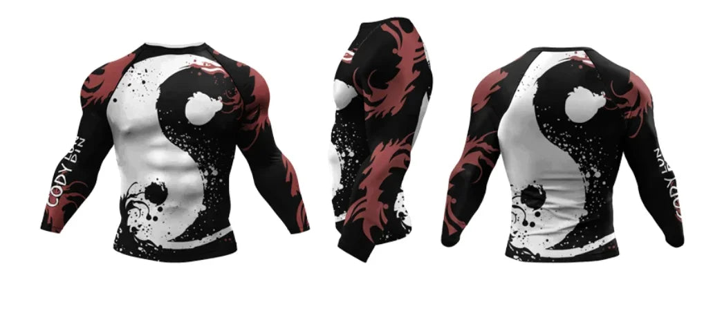 Men Grappling Wear Jiu Jitsu Gi Rashguard BJJ Boxing T-shirts UPF 50+ Male Athletic Running Blouses Compression Gym Tees