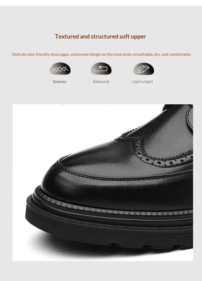 Big Size Men Height Increaseing Dress Brogue Shoes Gentleman Suit Elevator Shoes Oxford Invisible Heel 4/7/9CM Wedding Man Shoes