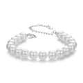White Pearl Bracelets for Women, 925 Silver Adjustable Clasp Chain Faux Pearl Beaded Bracelets Bridal Wedding Jewelry
