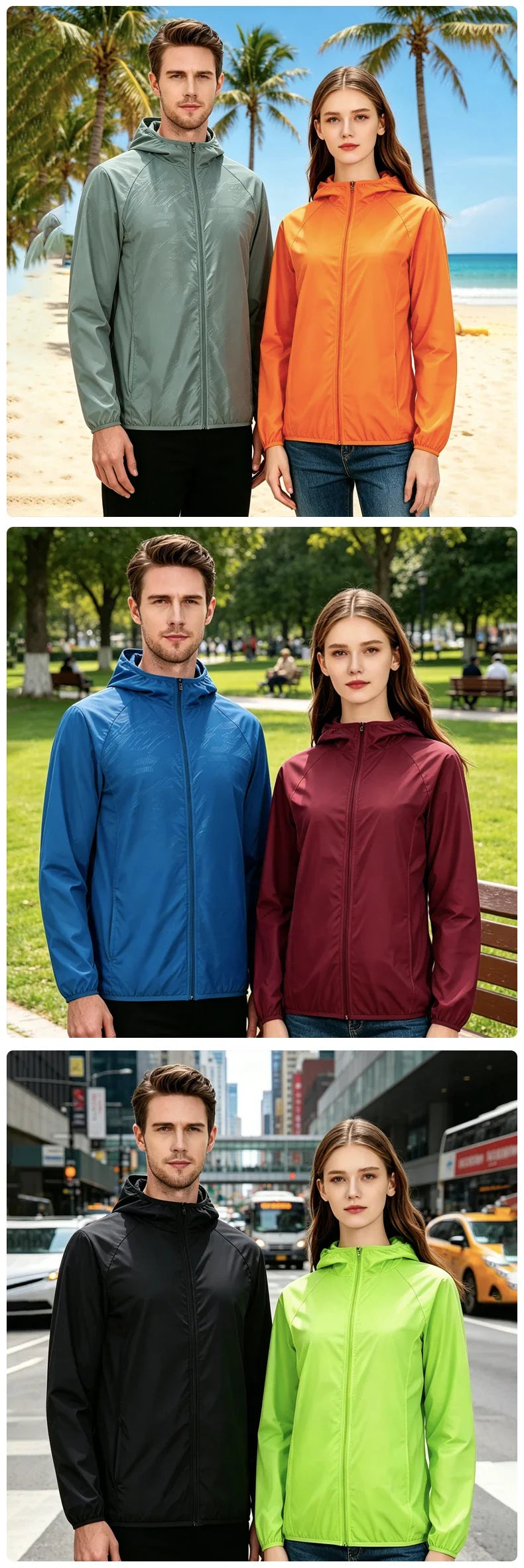 Men's Women's Waterproof Hiking Jackets Quick Dry Sun Protective Windbreaker Unisex Camping Climbing Outdoor Rain Coat