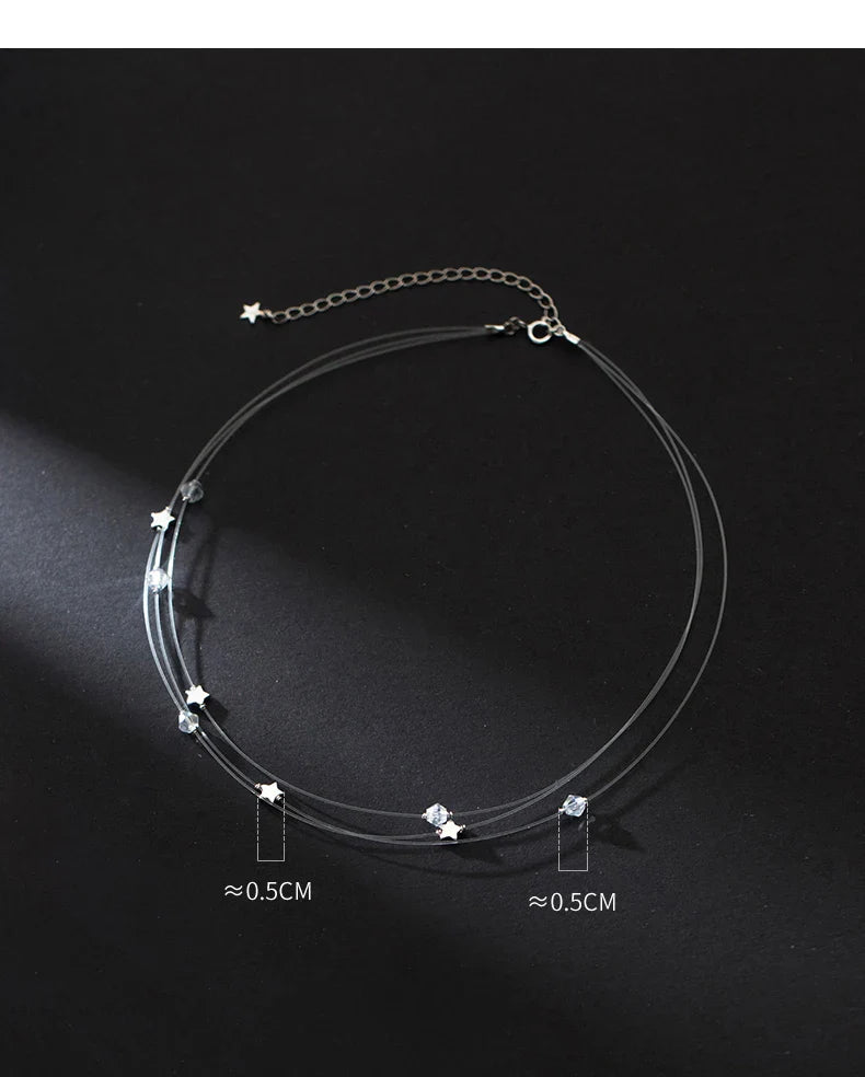 Sparkling Cubic Zirconia Choker Necklace 925 Sterling Silver Stars Fashion Necklaces For Women Party Fine Jewelry Gifts