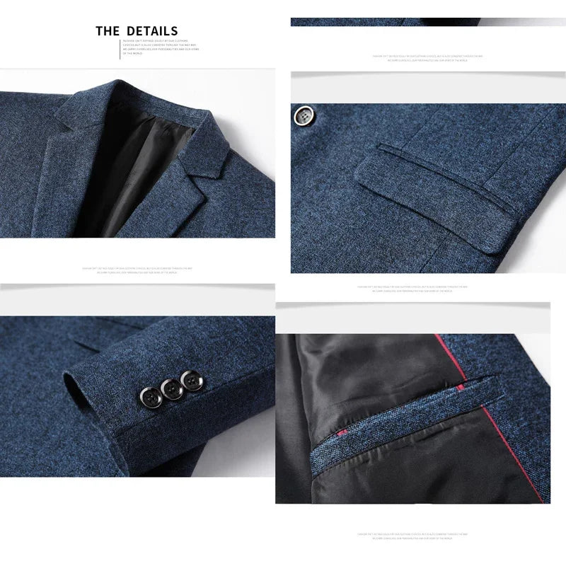 Brand Business Casual Jackets for Men Spring and Autumn Solid Color Turn-Down Collar Suits Blazer 2026 Wedding Blazer Men