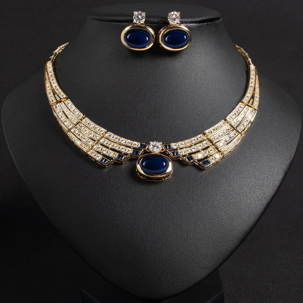 Pop Hot Stereo Jewelry Oil Painting Necklace Earrings Premium Multi-Color 2-Piece Wedding Travel Women's Holiday Gift M-1000