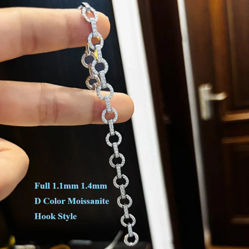 2025 Original Full Moissanite Tennis Bracelet for Woman Man 925 Silver Pass Diamond Tester Link Chain Bracelets 14-20cm