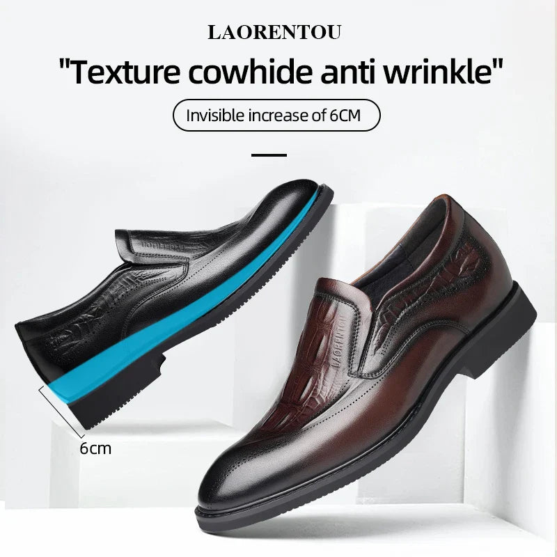 Men’s Crocodile Pattern Formal Business Shoes – Faux Leather Dress Footwear for Office & Events