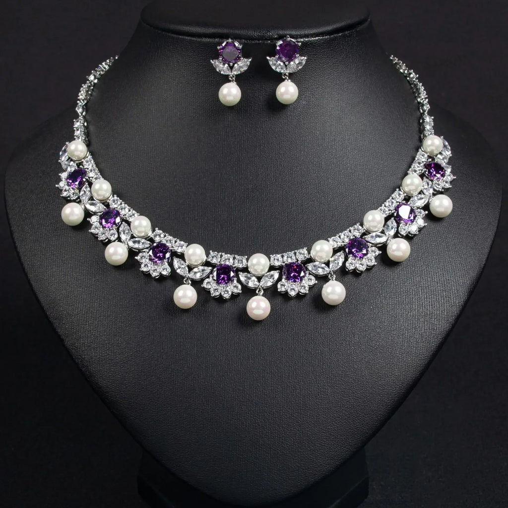 Pop Hot Stereo Jewelry Oil Painting Necklace Earrings Premium Multi-Color 2-Piece Wedding Travel Women's Holiday Gift M-1000