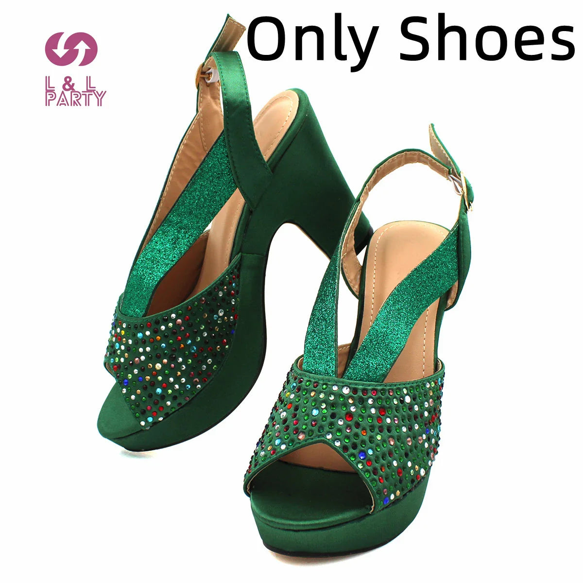 Fashionable Italian Women Shoes Matching Bag in Green Color