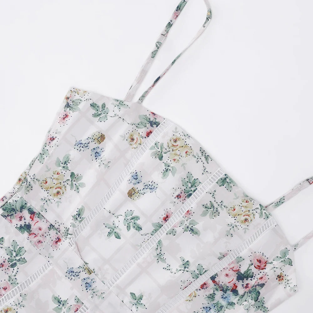 Summer Floral Print Dress Elegant 2025 New Arrivals Spaghetti Strap Flare Dress Maxi Holiday Party Dresses Women