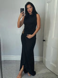 Sisterlinda Solid Slim Fit Girdle Lift The Hips Maxi Dress Women Sexy Popular Body-shaping Vestidos Girl Festival Party Bodycon