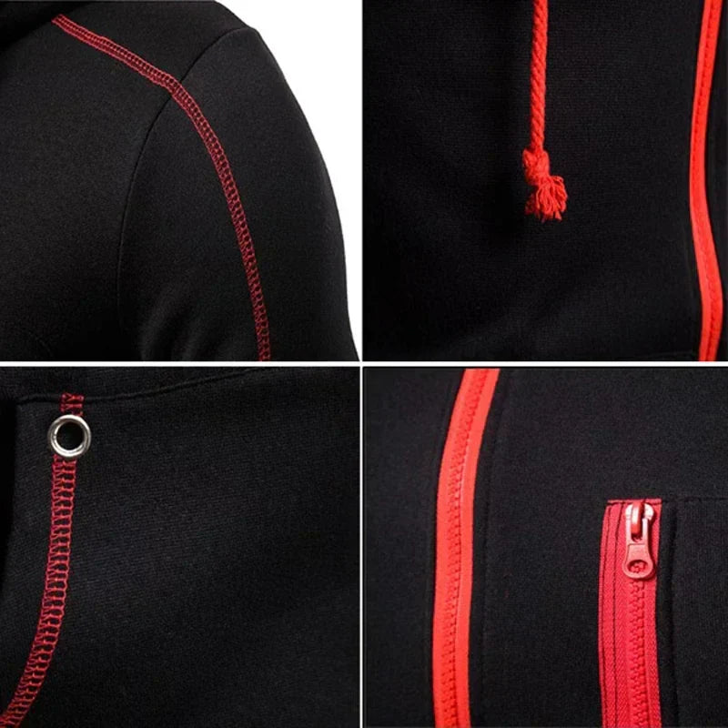 Autumn Winter Popular Mens Tracksuit Zipper Hooded Jacket+Running Pants 2 Piece Set Fast and Furious Print Casual Coat Clothing