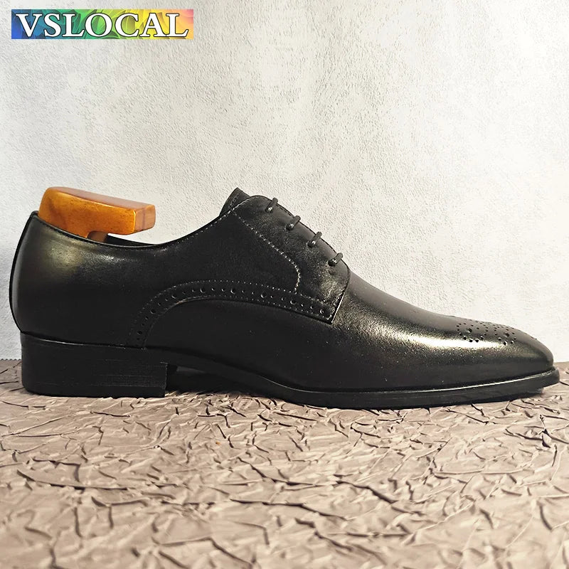 Classic Men Oxford Shoes Black Brown Lace Up Formal Mens Dress Shoes Wedding Business Office Real Leather Shoes For Men