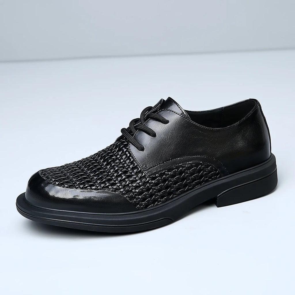 Summer Hallow Breathable Elegant Shoes Man Black Fashion Business Casual Shoe Male Lace Designer Leather Shoes for Men