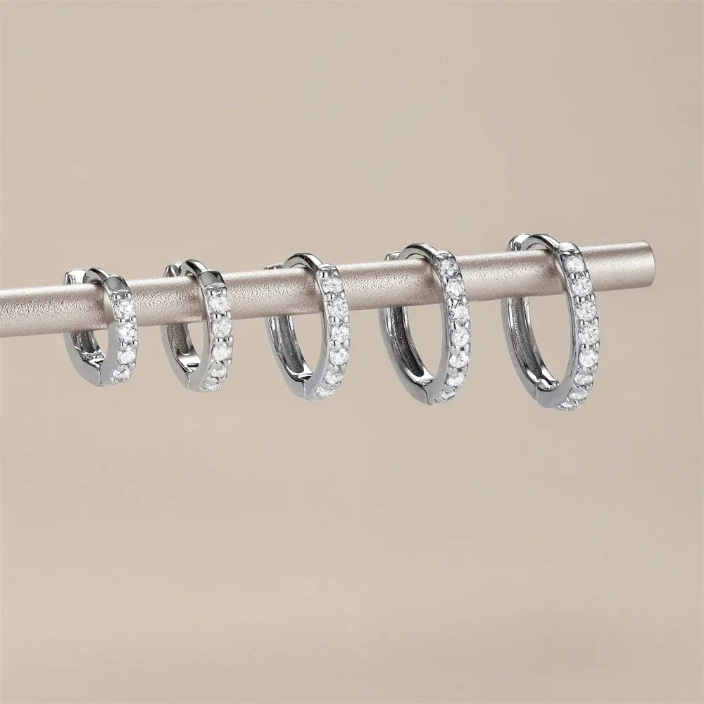 Silver 925 1 pair Women Small Hoops Earring Piercing Ear Cartilage Tragus Simple Thin Circle Anti-allergic Ear Buckle